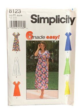 Simplicity 8123 Sewing Pattern Dress Size 6 8 10 Uncut